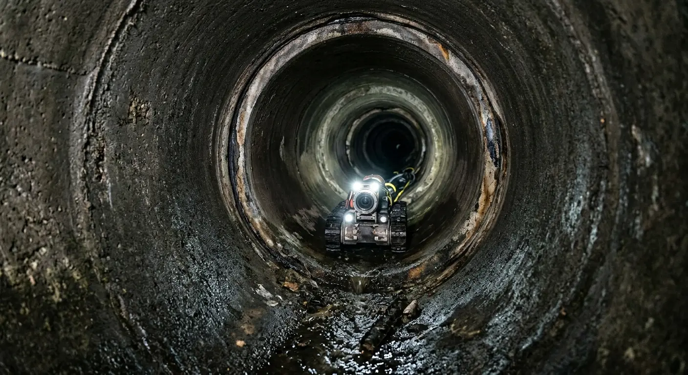 Robotic sewer camera inspecting pipe interior for Sewer Line Cleaning in Lake Arbor